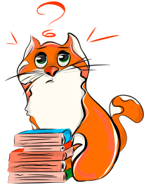 Кот с учебниками